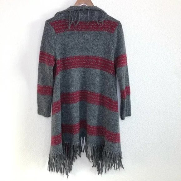 Anthropologie Moth striped open front duster cardigan with fringed trim size XS - Picture 3 of 10